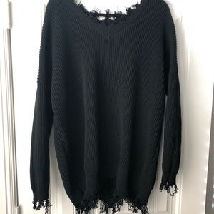 Current Mood distressed sweater